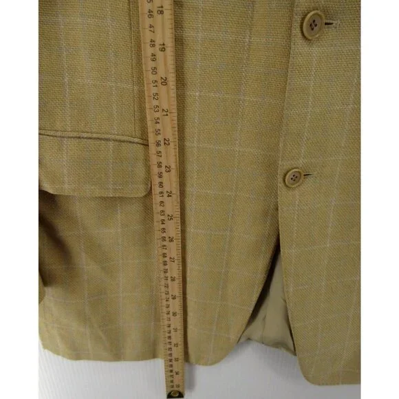 Canali Sport Coat 42 L Blazer Silk Wool Jacket Windowpane Tweed IT 52